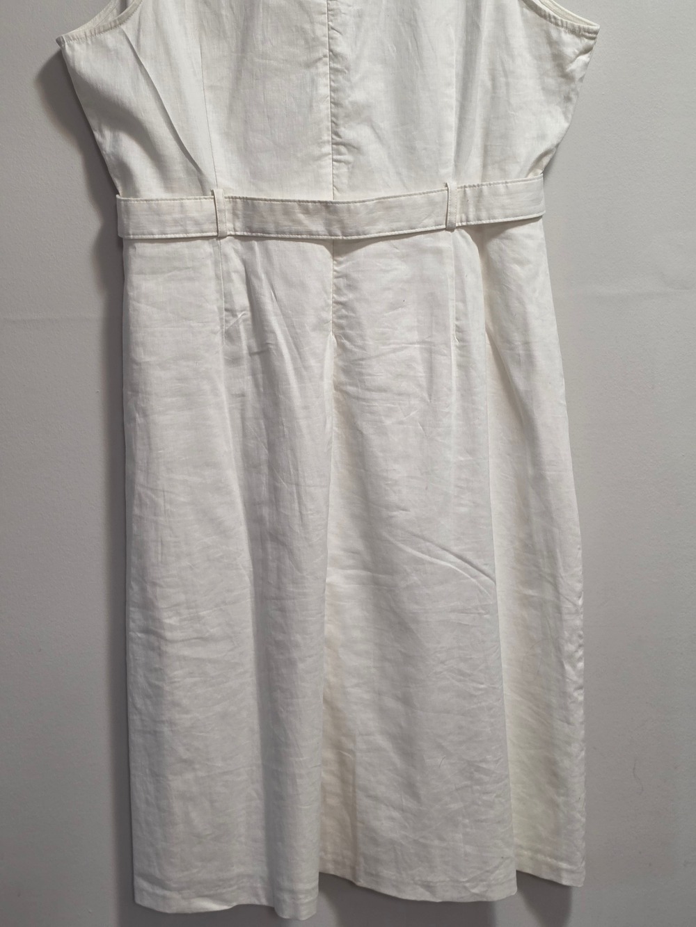 Banana Republic Off White Sleeveless Button-Front Linen Blend Dress with Belt - Picture 8 of 13